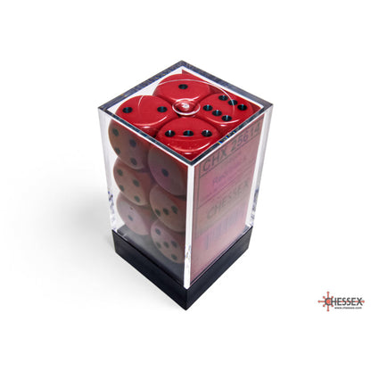 Chessex 25614 Opaque Red/black 16mm d6 Dice Block 12 dice