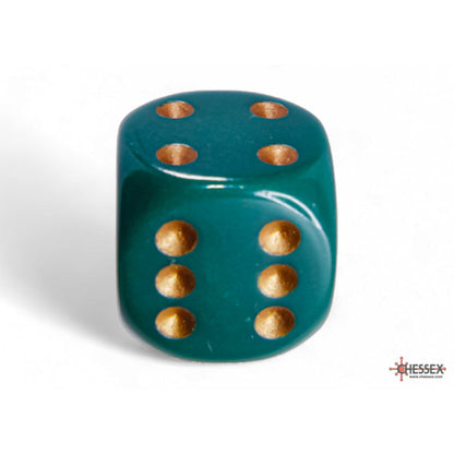 Chessex 25615 Opaque Dusty Green/copper 16mm d6 Dice Block 12 dice