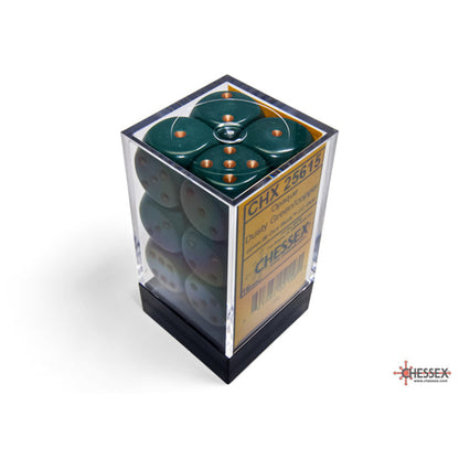 Chessex 25615 Opaque Dusty Green/copper 16mm d6 Dice Block 12 dice