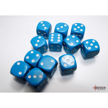 Chessex 25616 Opaque Light Blue/white 16mm d6 Dice Block 12 dice