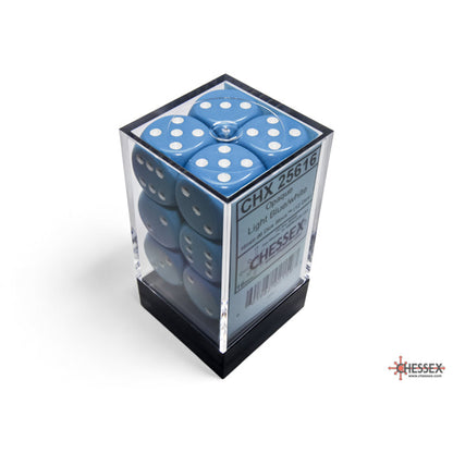 Chessex 25616 Opaque Light Blue/white 16mm d6 Dice Block 12 dice