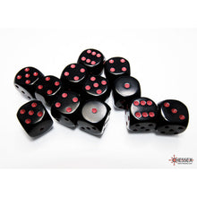 Chessex 25618 Opaque Black/red 16mm d6 Dice Block 12 dice