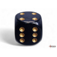 Chessex 25628 Opaque Black/gold 16mm d6 Dice Block 12 dice