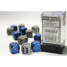 Chessex 25701 Opaque Dixie Dice 16mm d6 12-Die Set 6 Blue/yellow 6 Dark Grey/black