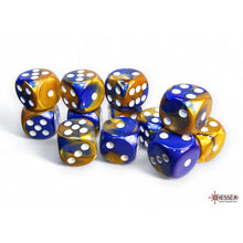Chessex 26622 Gemini Blue-Gold/white 16mm d6 Dice Block 12 dice