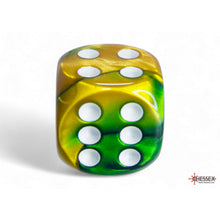 Chessex 26625 Gemini Gold-Green/white 16mm d6 Dice Block 12 dice