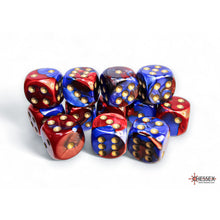 Chessex 26629 Gemini Blue-Red/gold 16mm d6 Dice Block 12 dice