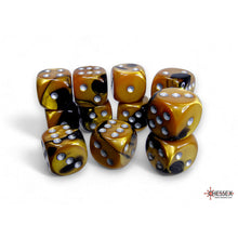 Chessex 26651 Gemini Black-Gold/silver 16mm d6 Dice Block 12 dice