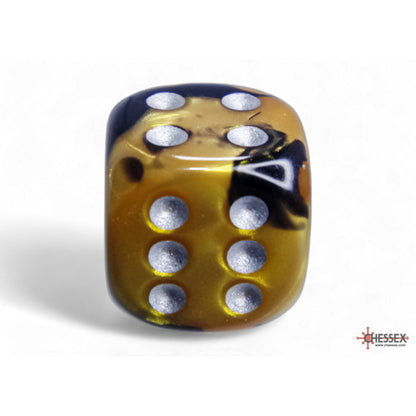Chessex 26651 Gemini Black-Gold/silver 16mm d6 Dice Block 12 dice