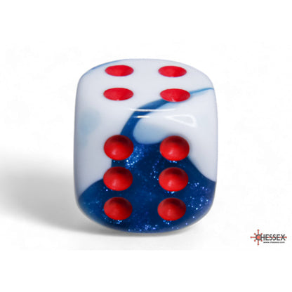 Chessex 26657 Gemini Astral Blue-White/red 16mm d6 Dice Block 12 dice