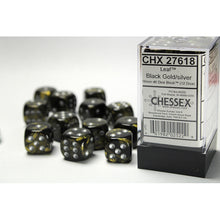 Chessex 27618 Leaf Black Gold/silver 16mm d6 Dice Block 12 dice