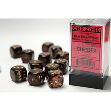 Chessex 27619 Scarab Blue Blood/gold 16mm d6 Dice Block 12 dice