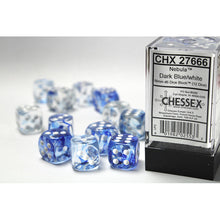 Chessex 27666 Nebula Dark Blue/white 16mm d6 Dice Block 12 dice