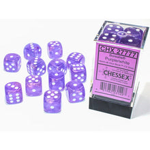Chessex 27777 Borealis Purple/white Luminary 16mm d6 Dice Block 12 dice