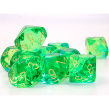 Chessex 26266 Gemini Translucent Green-Teal/yellow Set of 10 d10s