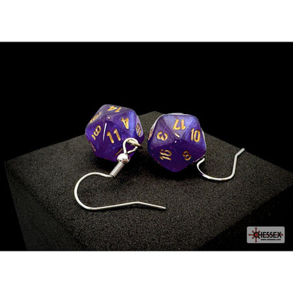 Chessex 54212 Hook Earrings Borealis Royal Purple Mini-Poly d20 Pair