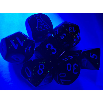 Chessex 30052 Borealis Blood Orange/white Luminary Polyhedral 7-Dice Set with bonus die