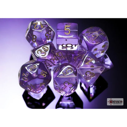 Chessex 30059 Translucent Lavender/gold Polyhedral 7-Dice Set with bonus die