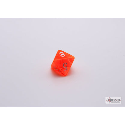 Chessex 30060 Translucent Neon Orange/white Polyhedral 7-Dice Set with bonus die