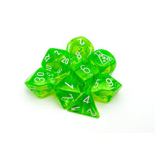 Chessex 30062 Translucent Rad Green/white Polyhedral 7-Dice Set with bonus die