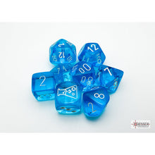 Chessex 30063 Translucent Tropical Blue/white Polyhedral 7-Dice Set with bonus die