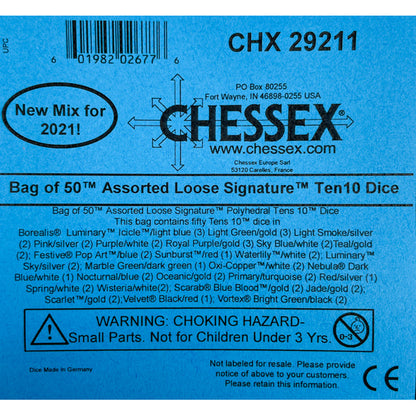 Chessex 29211 Signature Bag of 50 Assorted Polyhedral Tens 10