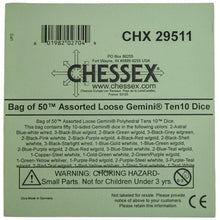 Chessex 29511 Bag of 50 Assorted Loose Gemini Polyhedral Tens 10