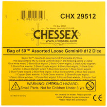 Chessex 29512 Bag of 50 Assorted Loose Gemini Polyhedral d12