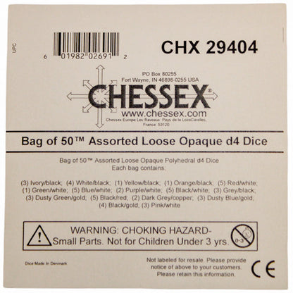 Chessex 29404 Opaque Bag of 50 Assorted Polyhedral d4