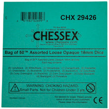 Chessex 29426 Bag of 50 Assorted Loose Opaque 16mm d6 Dice