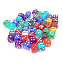 Chessex 29122 Bag of 50 Assorted Loose Translucent 12mm w/pips d6 Dice