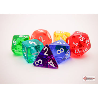 Chessex 23099 Prism Translucent GM & Beginner Player Polyhedral 7-Die Set