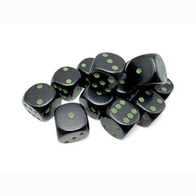 Chessex 25658 Opaque 16mm d6 Black/green Dice Block 12 dice
