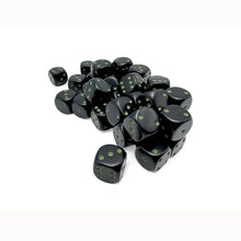 Chessex 25858 Opaque 12mm d6 Black/green Dice Block 36 dice