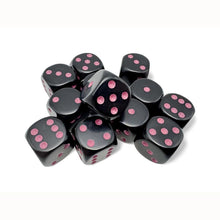 Chessex 25648 Opaque 16mm d6 Black/pink Dice Block 12 dice