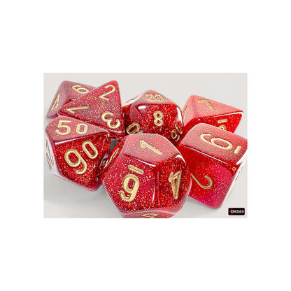 Chessex 22504 Glitter Mega-hedral Ruby/gold 7-Die Set