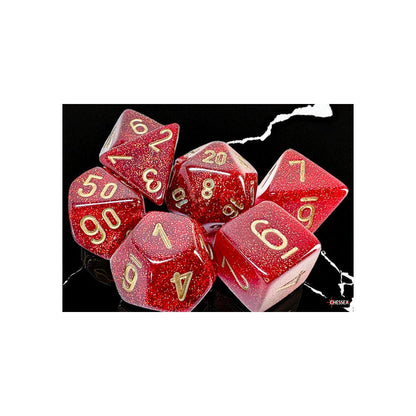 Chessex 22504 Glitter Mega-hedral Ruby/gold 7-Die Set