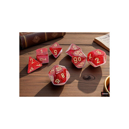 Chessex 22504 Glitter Mega-hedral Ruby/gold 7-Die Set