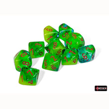 Chessex 26270 Gemini Plasma Green-Teal/orange Luminary Set of 10 d10s