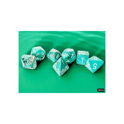 Chessex 22403 Marble Mega-hedral Oxi-Copper/white 7-Die Set