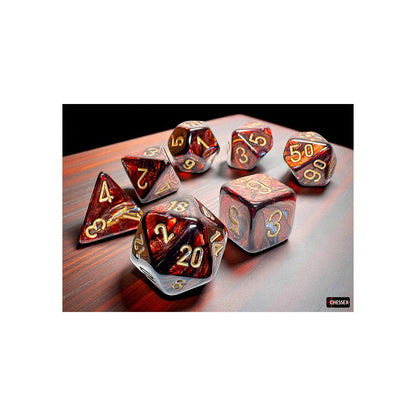 Chessex 22419 Scarab Mega-hedral Blue Blood/gold 7-Die Set