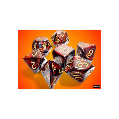 Chessex 22419 Scarab Mega-hedral Blue Blood/gold 7-Die Set