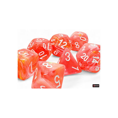 Chessex 22553 Festive Mega-hedral Dahlia/white Luminary 7-Die Set