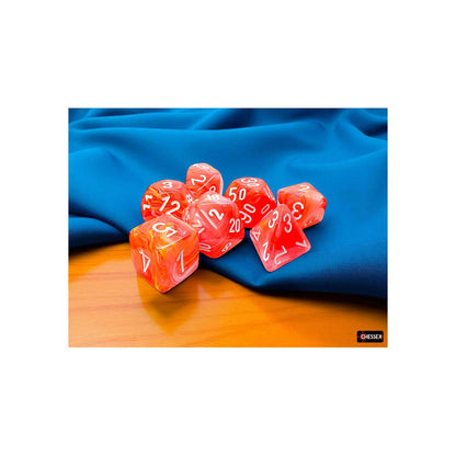 Chessex 22553 Festive Mega-hedral Dahlia/white Luminary 7-Die Set