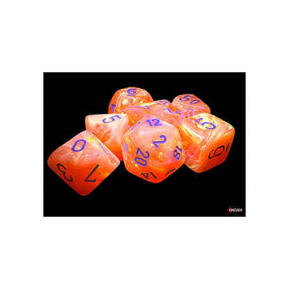 Chessex 22553 Festive Mega-hedral Dahlia/white Luminary 7-Die Set