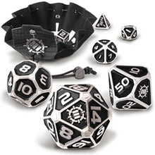 Enhance Tabletop RPGs 7pc DnD Metal Dice Set with Case and Dice Bag Black