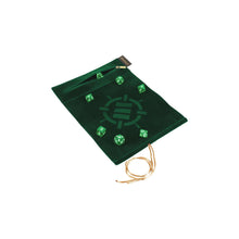 ENHANCE Tabletop Roll on a Scroll Dice Case and 7pc Acrylic Dice Set Green