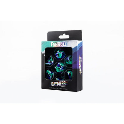 Fanroll: 16mm Pride Sharp Edge Silicone Rubber Poly Dice Set: Gay Men