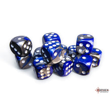Chessex 26623 Gemini Blue-Steel/white 16mm d6 Dice Block 12 dice