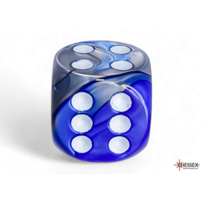 Chessex 26623 Gemini Blue-Steel/white 16mm d6 Dice Block 12 dice